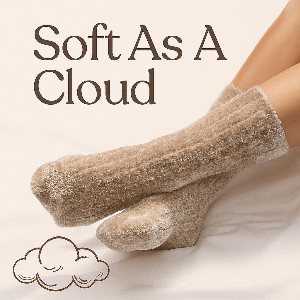 imageMartha Stewart Fuzzy Socks For Women Warm And Cozy For Winter Perfect For Home CableIvoryWinter Sky