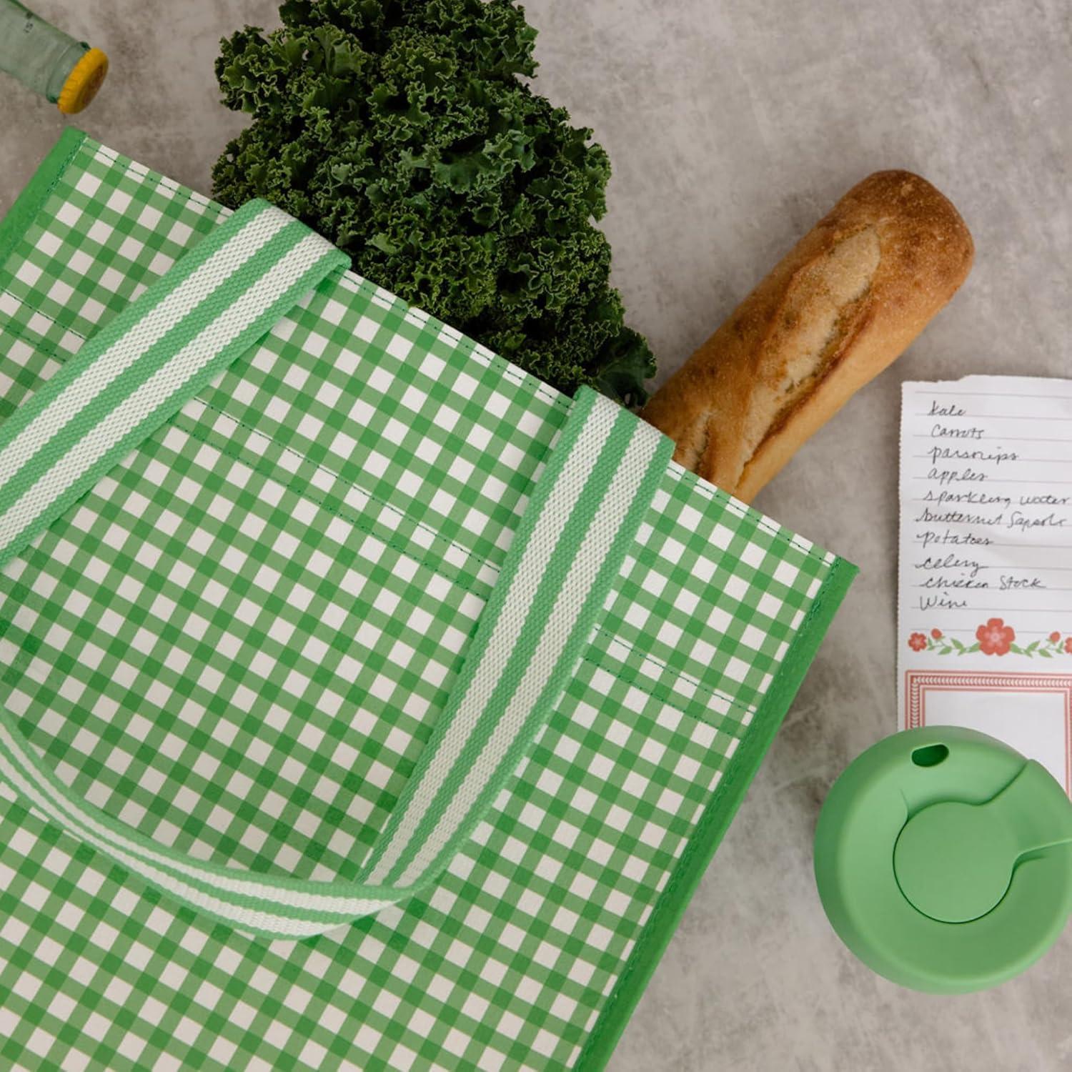 imageMartha Stewart Glass Tumbler 12 Ounce Travel Coffee Mug with Splashproof Lid amp Green Gingham Silicone Sleeve Hot or Cold Beverages Arcadian Green Gingham