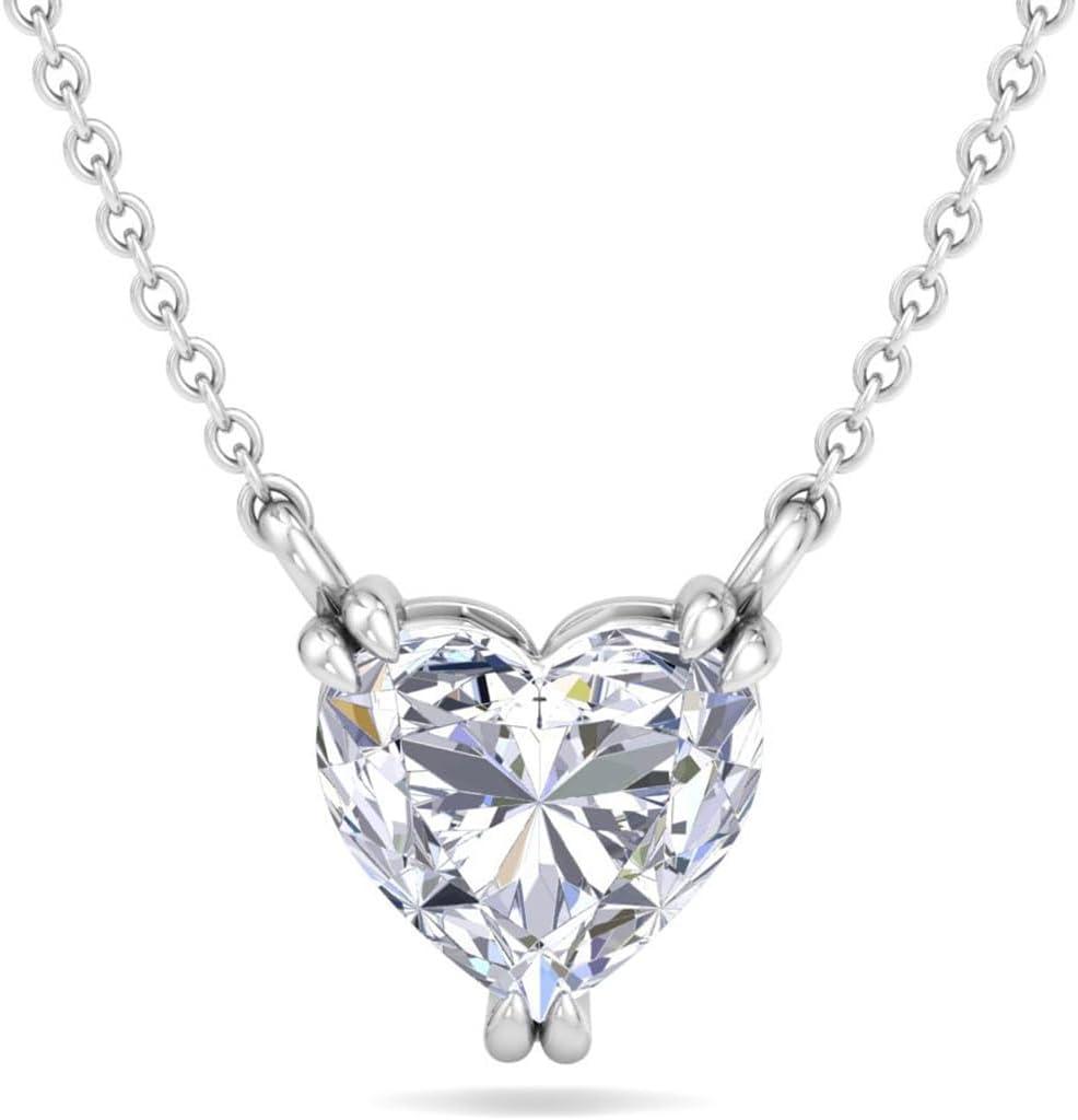 imageMartha Stewart Heart Shape Lab Grown Diamond Solitaire Necklace in 14 Karat Gold Lab Grown Diamond Necklacewhitegold