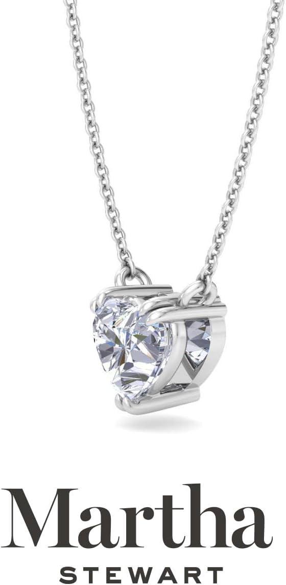 imageMartha Stewart Heart Shape Lab Grown Diamond Solitaire Necklace in 14 Karat Gold Lab Grown Diamond Necklacewhitegold