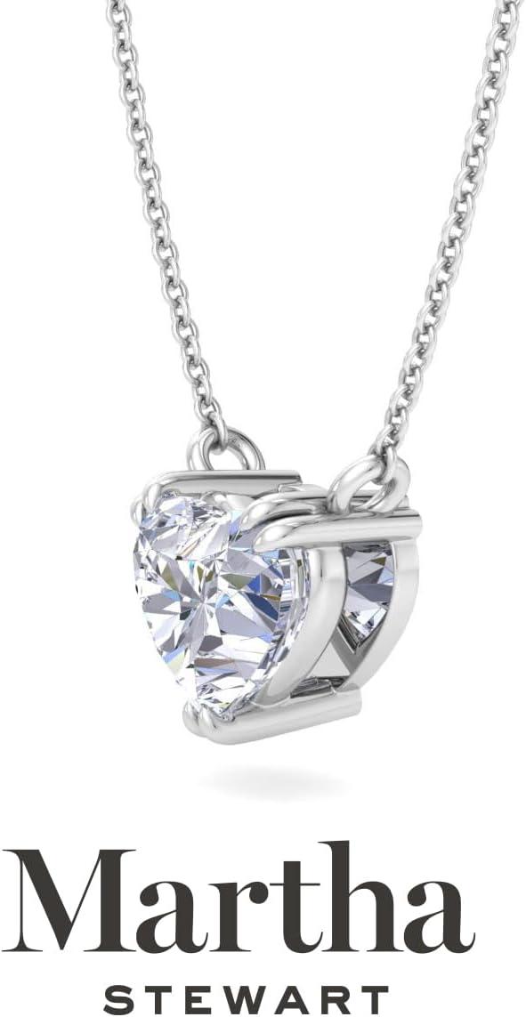 imageMartha Stewart Heart Shape Lab Grown Diamond Solitaire Necklace in 14 Karat Gold Lab Grown Diamond Necklacewhitegold