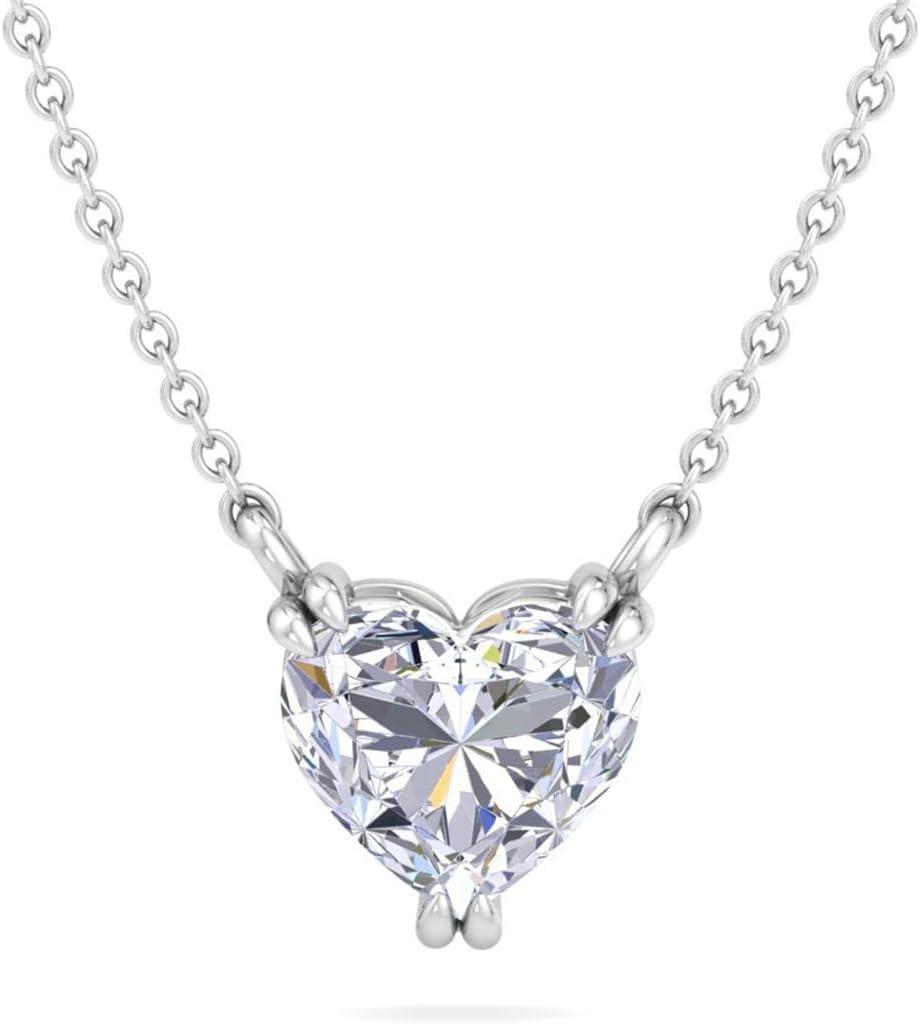 imageMartha Stewart Heart Shape Lab Grown Diamond Solitaire Necklace in 14 Karat Gold Lab Grown Diamond Necklacewhitegold
