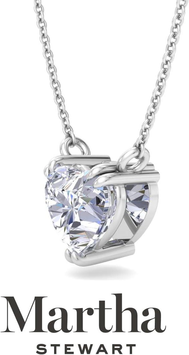 imageMartha Stewart Heart Shape Lab Grown Diamond Solitaire Necklace in 14 Karat Gold Lab Grown Diamond Necklacewhitegold