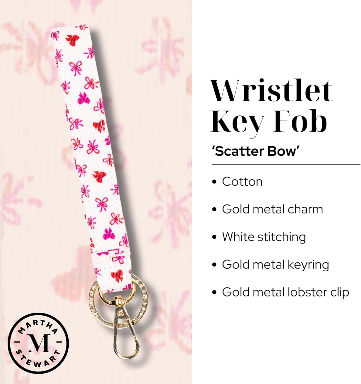 imageMartha Stewart Holiday Theme Wristlet for Keychain and Keys Cute Festive Key Holder Bracelet Bows