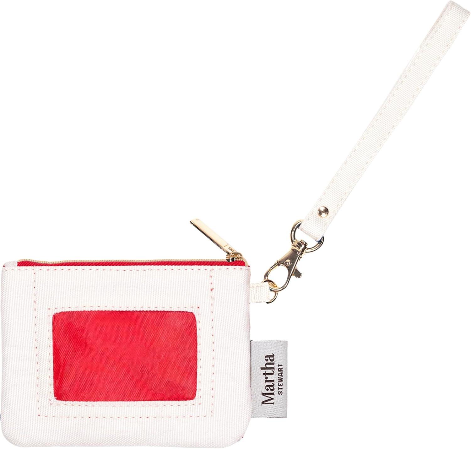 imageMartha Stewart ID Zipper Wallet with Wristlet for Women Cute Holiday Badge Holder for TeacherNurse Holiday Bow
