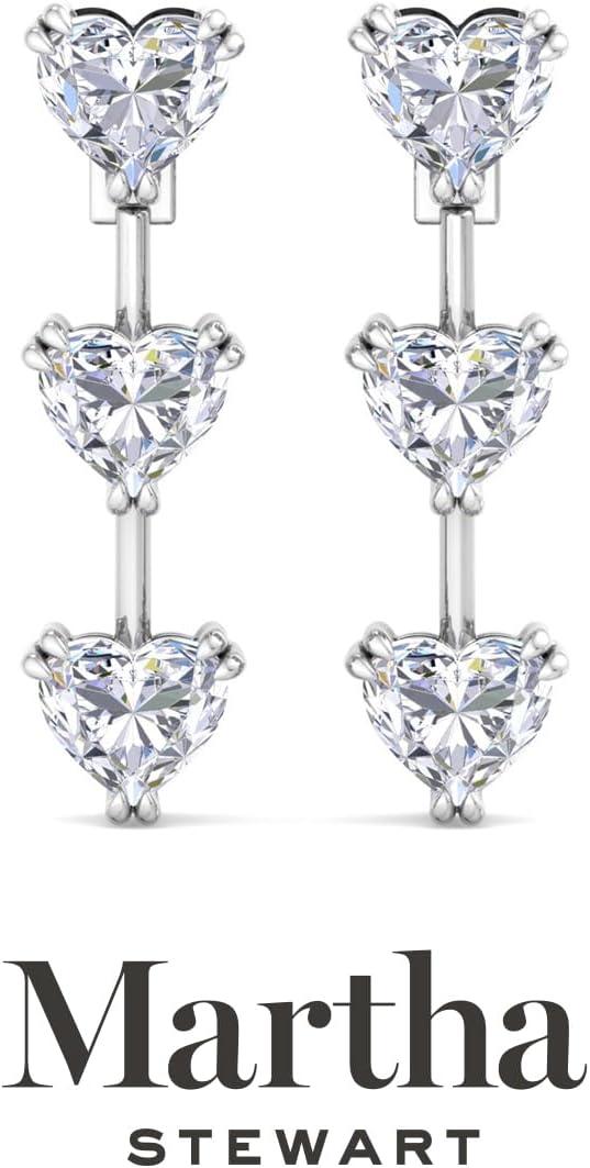imageMartha Stewart Lab Grown Diamond Earrings Heart Shape Drop Style 14K Gold Fine Jewelry for Womenwhitegold