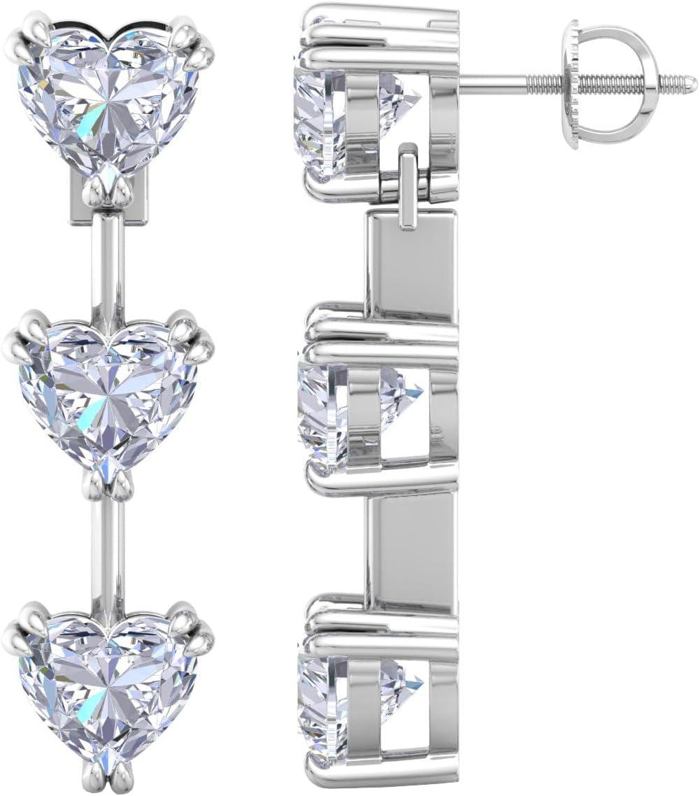 imageMartha Stewart Lab Grown Diamond Earrings Heart Shape Drop Style 14K Gold Fine Jewelry for Womenwhitegold