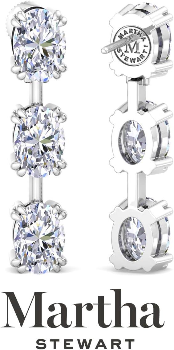 imageMartha Stewart Lab Grown Diamond Earrings Oval Shape Drop Style 14K Gold Fine Jewelry for Womenwhitegold