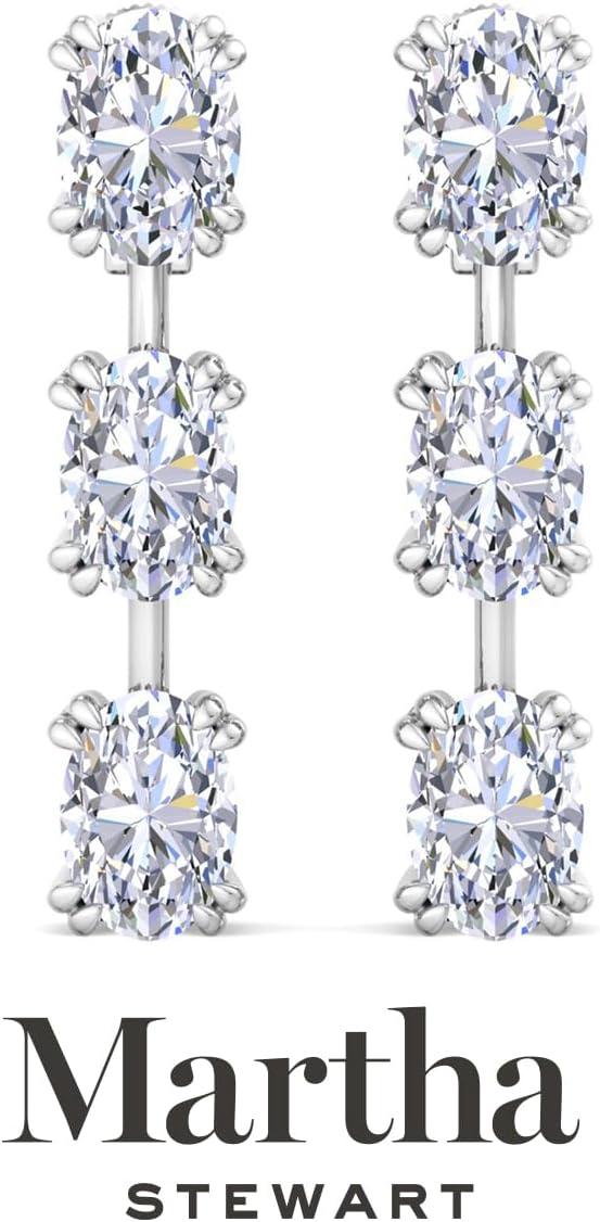 imageMartha Stewart Lab Grown Diamond Earrings Oval Shape Drop Style 14K Gold Fine Jewelry for Womenwhitegold