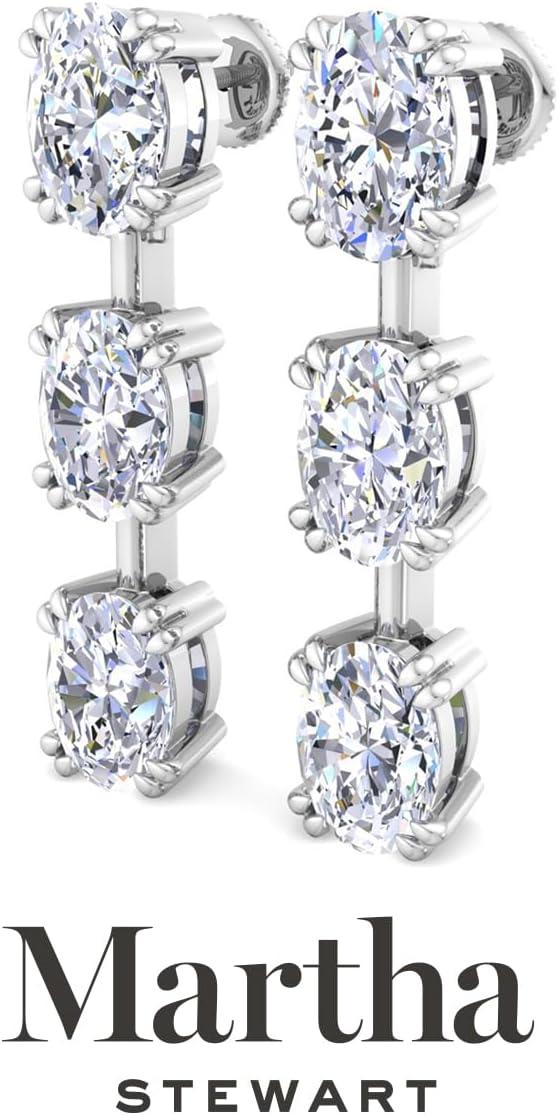 imageMartha Stewart Lab Grown Diamond Earrings Oval Shape Drop Style 14K Gold Fine Jewelry for Womenwhitegold