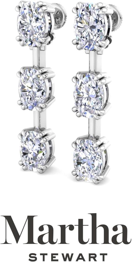 imageMartha Stewart Lab Grown Diamond Earrings Oval Shape Drop Style 14K Gold Fine Jewelry for Womenwhitegold