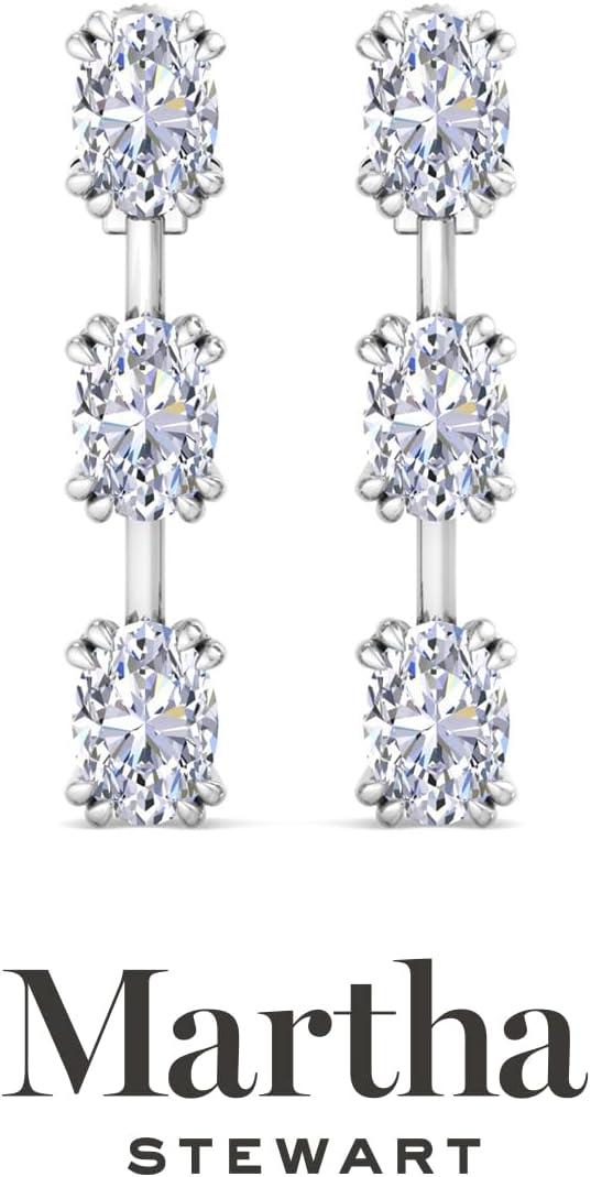 imageMartha Stewart Lab Grown Diamond Earrings Oval Shape Drop Style 14K Gold Fine Jewelry for Womenwhitegold
