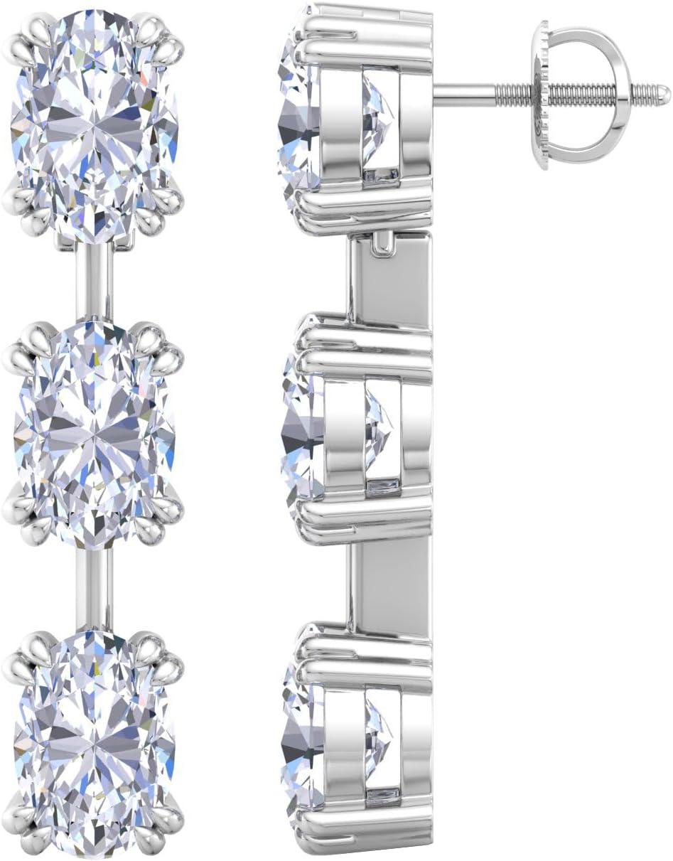 imageMartha Stewart Lab Grown Diamond Earrings Oval Shape Drop Style 14K Gold Fine Jewelry for Womenwhitegold