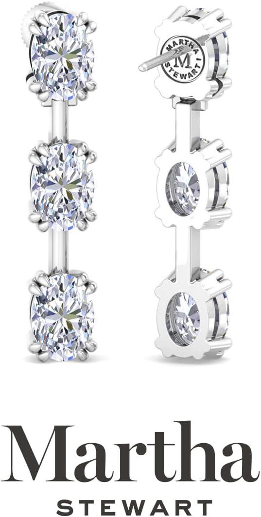 imageMartha Stewart Lab Grown Diamond Earrings Oval Shape Drop Style 14K Gold Fine Jewelry for Womenwhitegold