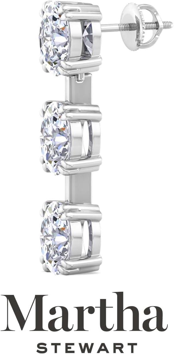 imageMartha Stewart Lab Grown Diamond Earrings Oval Shape Drop Style 14K Gold Fine Jewelry for Womenwhitegold