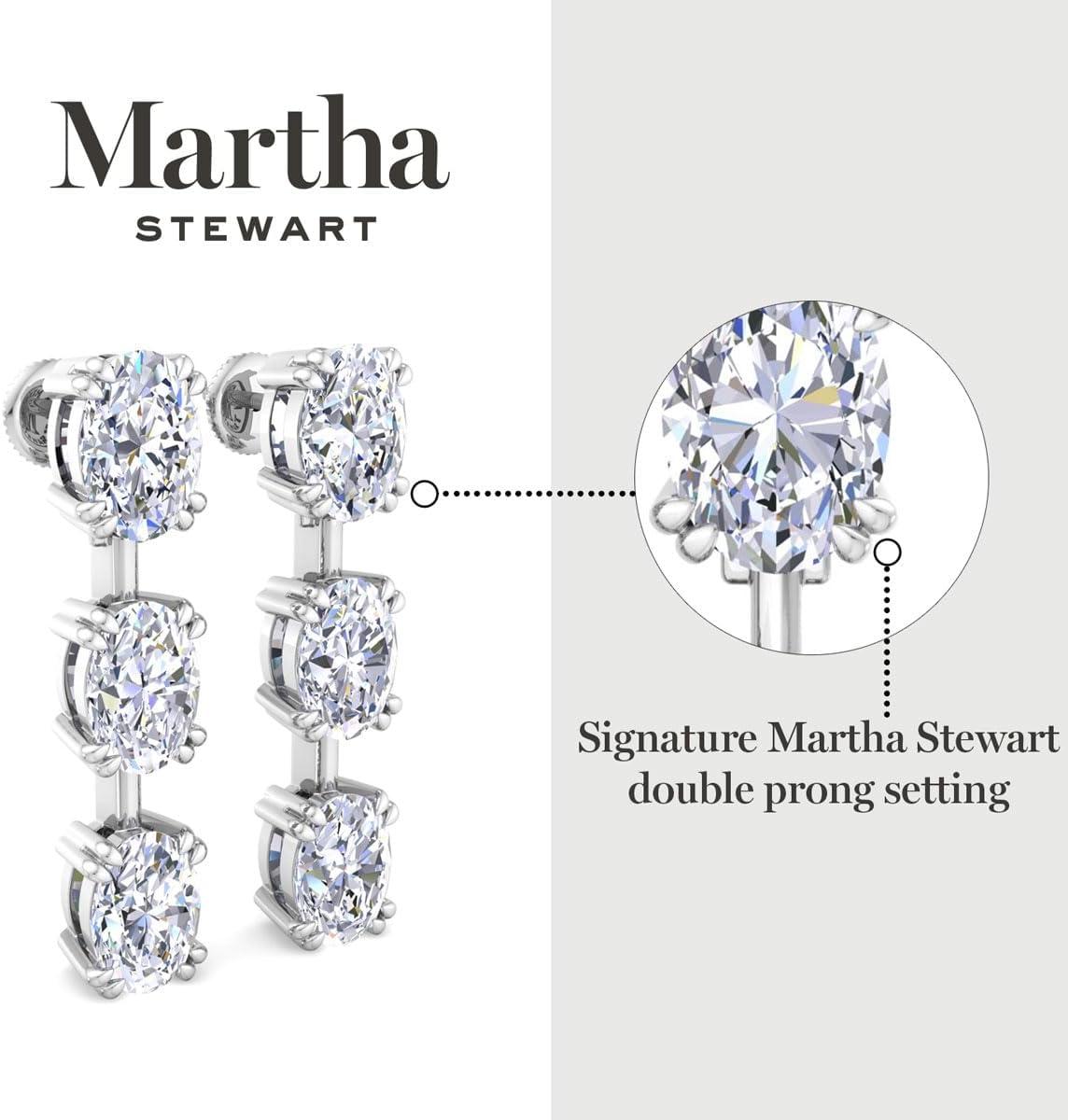 imageMartha Stewart Lab Grown Diamond Earrings Oval Shape Drop Style 14K Gold Fine Jewelry for Womenwhitegold