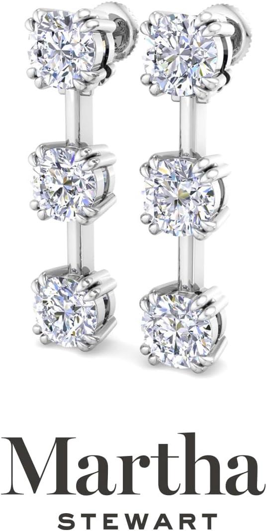 imageMartha Stewart Lab Grown Diamond Earrings Round Shape Drop Style 14K Gold Fine Jewelry for Womenwhitegold