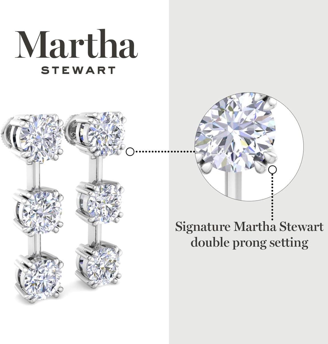 imageMartha Stewart Lab Grown Diamond Earrings Round Shape Drop Style 14K Gold Fine Jewelry for Womenwhitegold