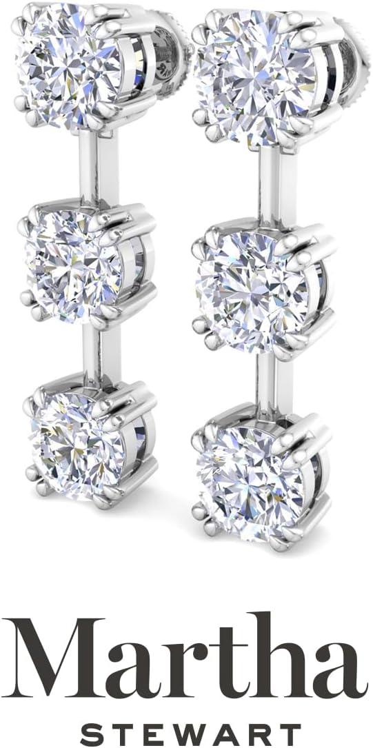imageMartha Stewart Lab Grown Diamond Earrings Round Shape Drop Style 14K Gold Fine Jewelry for Womenwhitegold
