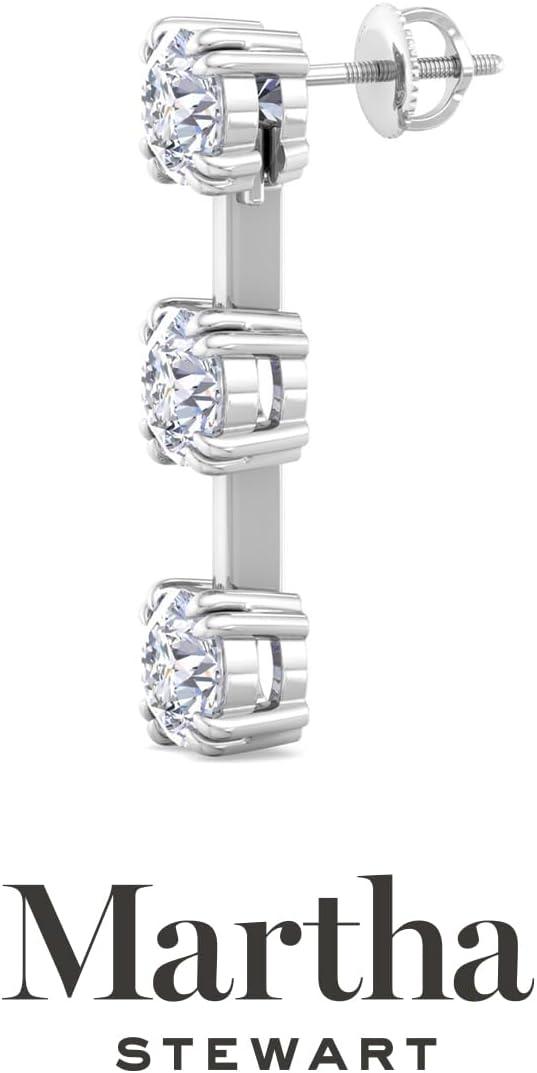 imageMartha Stewart Lab Grown Diamond Earrings Round Shape Drop Style 14K Gold Fine Jewelry for Womenwhitegold