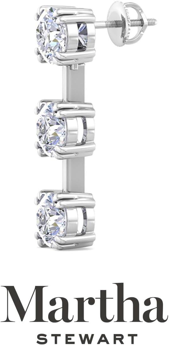 imageMartha Stewart Lab Grown Diamond Earrings Round Shape Drop Style 14K Gold Fine Jewelry for Womenwhitegold