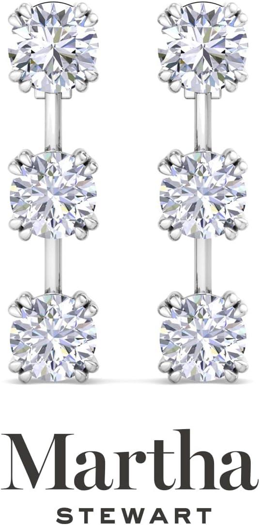 imageMartha Stewart Lab Grown Diamond Earrings Round Shape Drop Style 14K Gold Fine Jewelry for Womenwhitegold