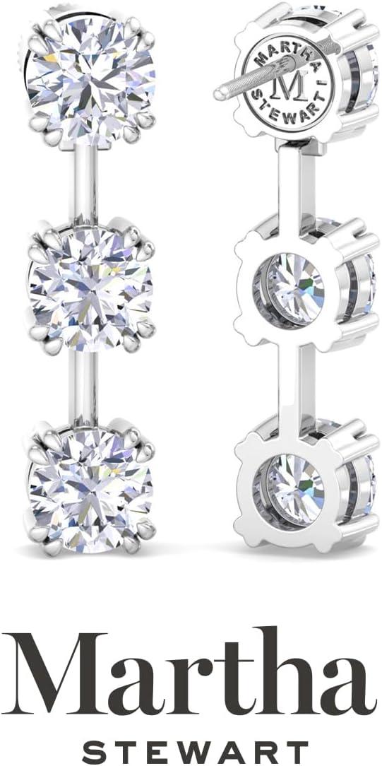 imageMartha Stewart Lab Grown Diamond Earrings Round Shape Drop Style 14K Gold Fine Jewelry for Womenwhitegold