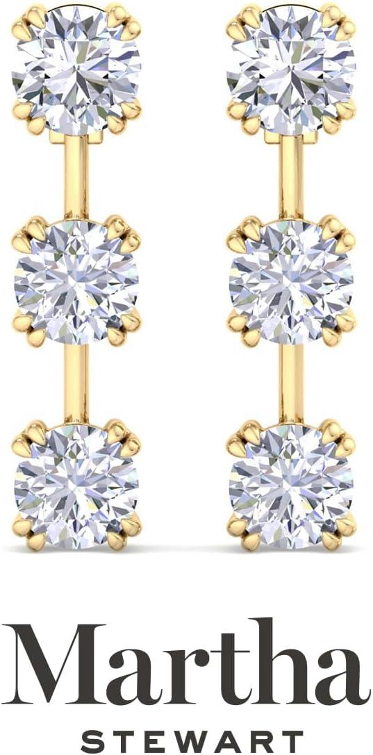 imageMartha Stewart Lab Grown Diamond Earrings Round Shape Drop Style 14K Gold Fine Jewelry for Womenyellowgold