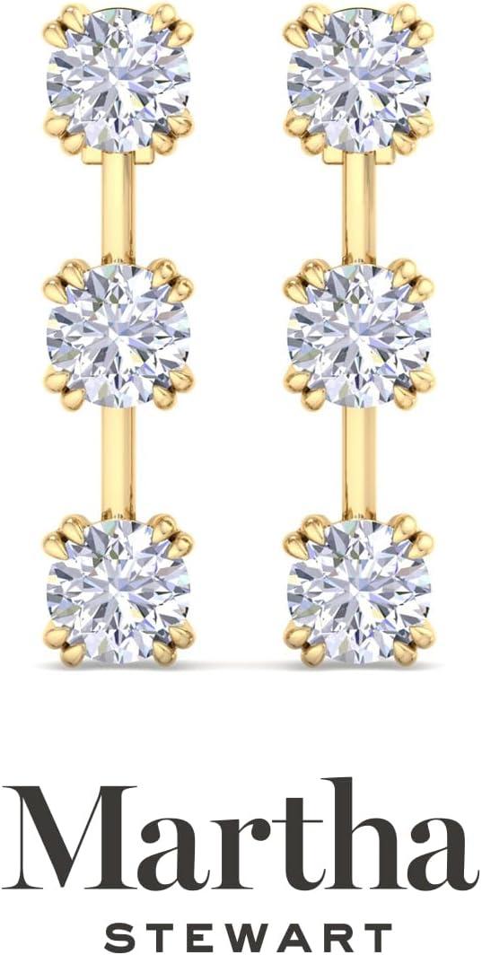 imageMartha Stewart Lab Grown Diamond Earrings Round Shape Drop Style 14K Gold Fine Jewelry for Womenyellowgold