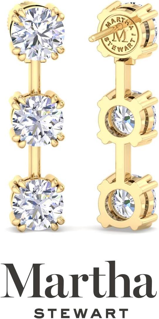 imageMartha Stewart Lab Grown Diamond Earrings Round Shape Drop Style 14K Gold Fine Jewelry for Womenyellowgold