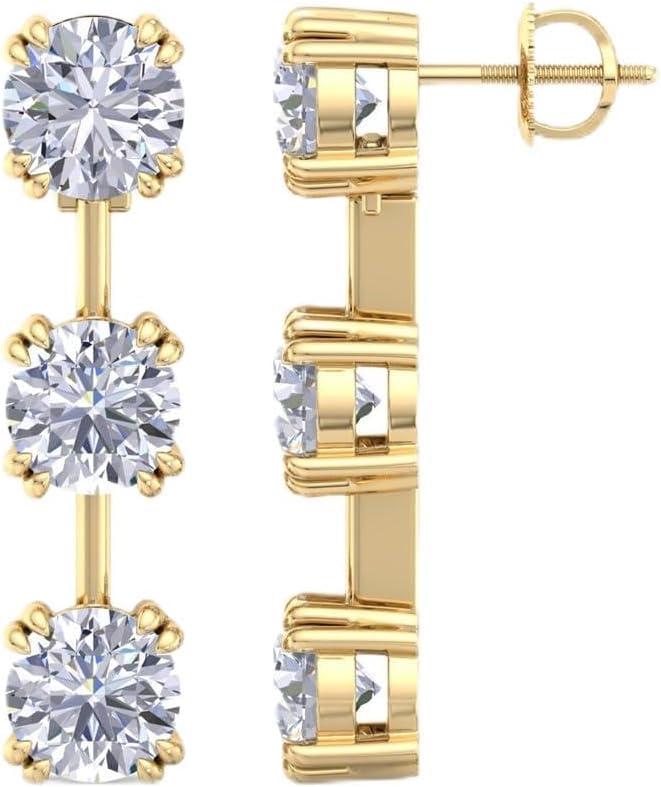 imageMartha Stewart Lab Grown Diamond Earrings Round Shape Drop Style 14K Gold Fine Jewelry for Womenyellowgold
