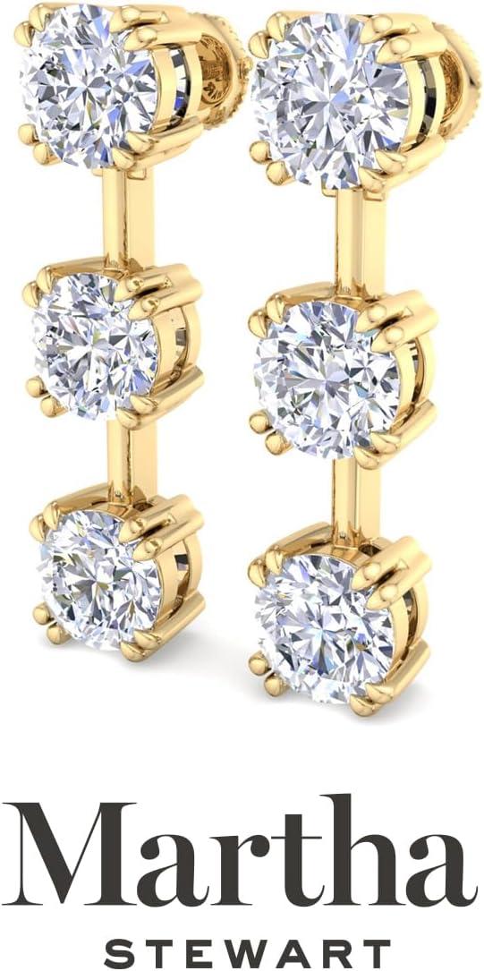 imageMartha Stewart Lab Grown Diamond Earrings Round Shape Drop Style 14K Gold Fine Jewelry for Womenyellowgold