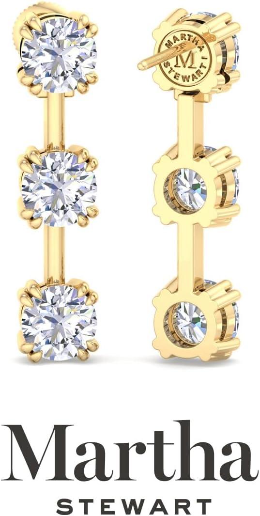 imageMartha Stewart Lab Grown Diamond Earrings Round Shape Drop Style 14K Gold Fine Jewelry for Womenyellowgold