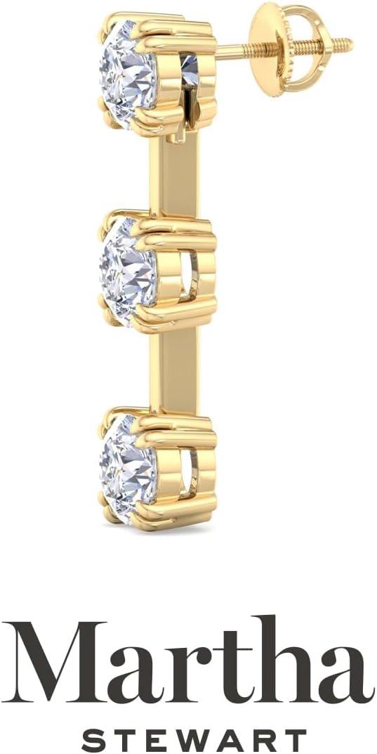 imageMartha Stewart Lab Grown Diamond Earrings Round Shape Drop Style 14K Gold Fine Jewelry for Womenyellowgold