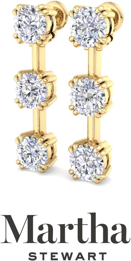 imageMartha Stewart Lab Grown Diamond Earrings Round Shape Drop Style 14K Gold Fine Jewelry for Womenyellowgold
