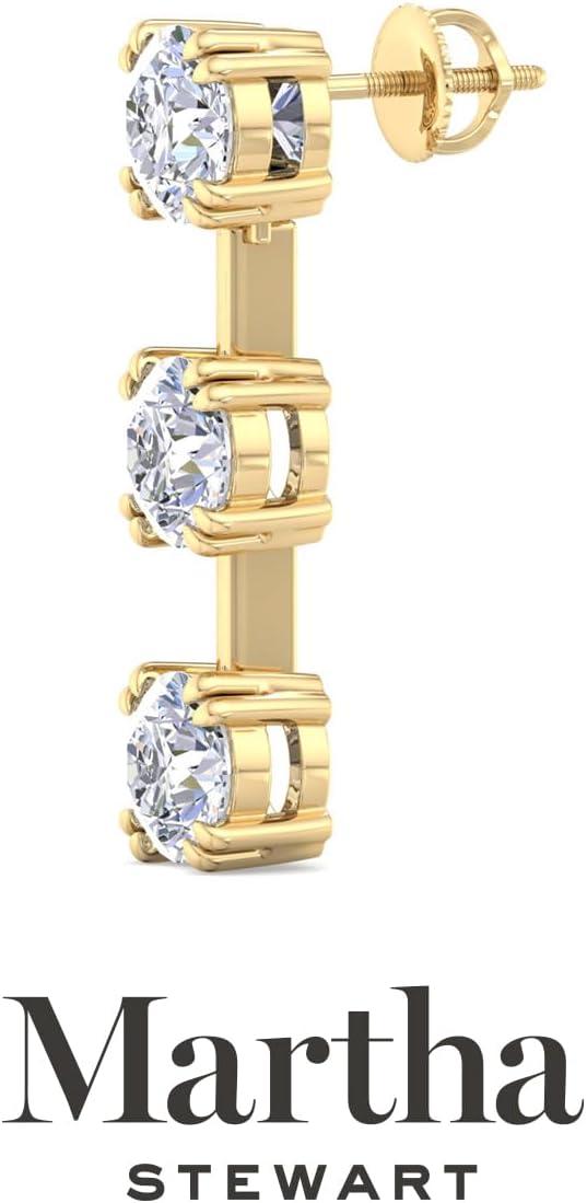 imageMartha Stewart Lab Grown Diamond Earrings Round Shape Drop Style 14K Gold Fine Jewelry for Womenyellowgold