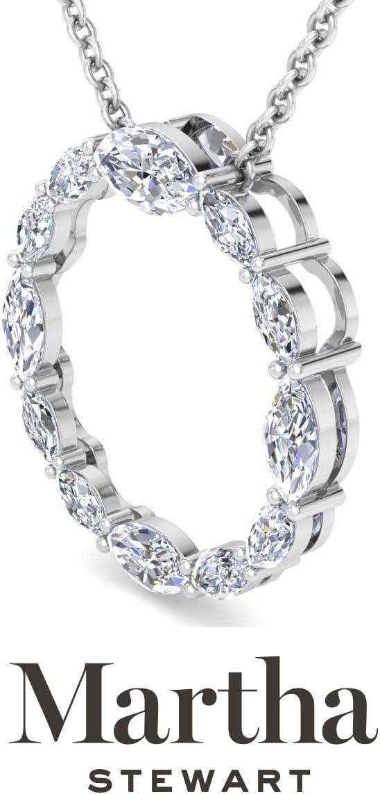 imageMartha Stewart Lab Grown Diamond Marquise Circle Necklace In 14 Karat Gold Lab Grown Diamond Necklace For Womenwhitegold