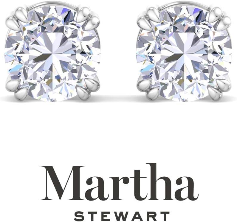 imageMartha Stewart Lab Grown Diamond Stud Earrings in 14 Karat Gold Lab Grown Diamond Earrings for Womenwhitegold