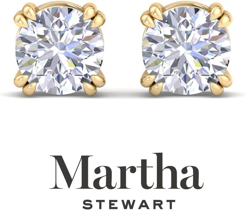 imageMartha Stewart Lab Grown Diamond Stud Earrings in 14 Karat Gold Lab Grown Diamond Earrings for Womenyellowgold