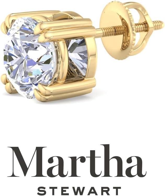 imageMartha Stewart Lab Grown Diamond Stud Earrings in 14 Karat Gold Lab Grown Diamond Earrings for Womenyellowgold