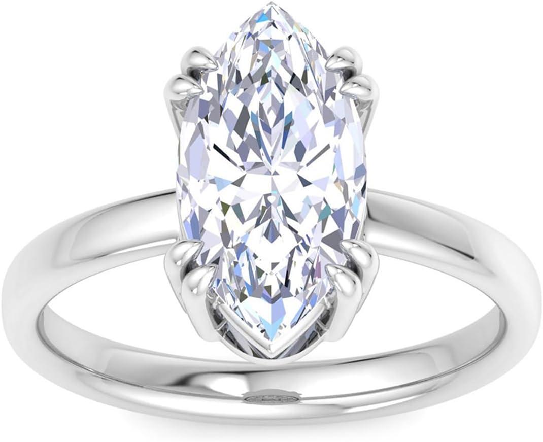 imageMartha Stewart Marquise Shape Lab Grown Diamond Solitaire Ring Diamond Engagement Ring in 14 Karat Goldwhitegold