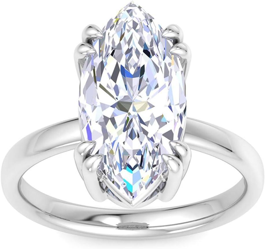 imageMartha Stewart Marquise Shape Lab Grown Diamond Solitaire Ring Diamond Engagement Ring in 14 Karat Goldwhitegold