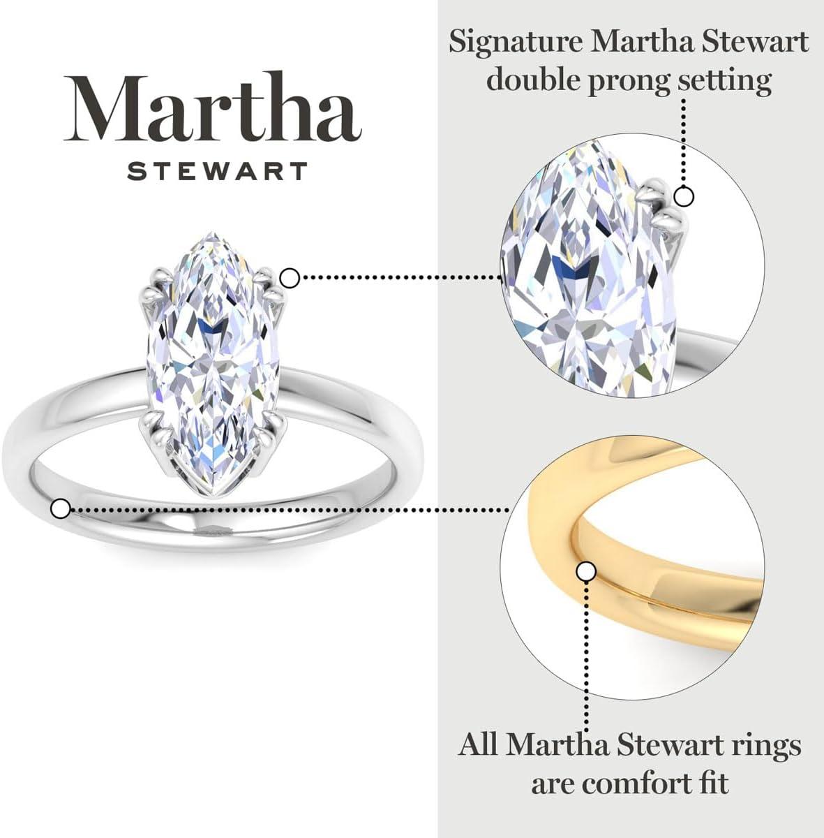 imageMartha Stewart Marquise Shape Lab Grown Diamond Solitaire Ring Diamond Engagement Ring in 14 Karat Goldyellowgold