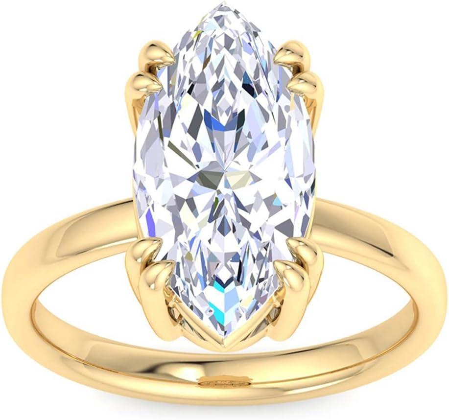 imageMartha Stewart Marquise Shape Lab Grown Diamond Solitaire Ring Diamond Engagement Ring in 14 Karat Goldyellowgold
