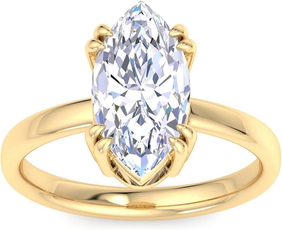 imageMartha Stewart Marquise Shape Lab Grown Diamond Solitaire Ring Diamond Engagement Ring in 14 Karat Goldyellowgold