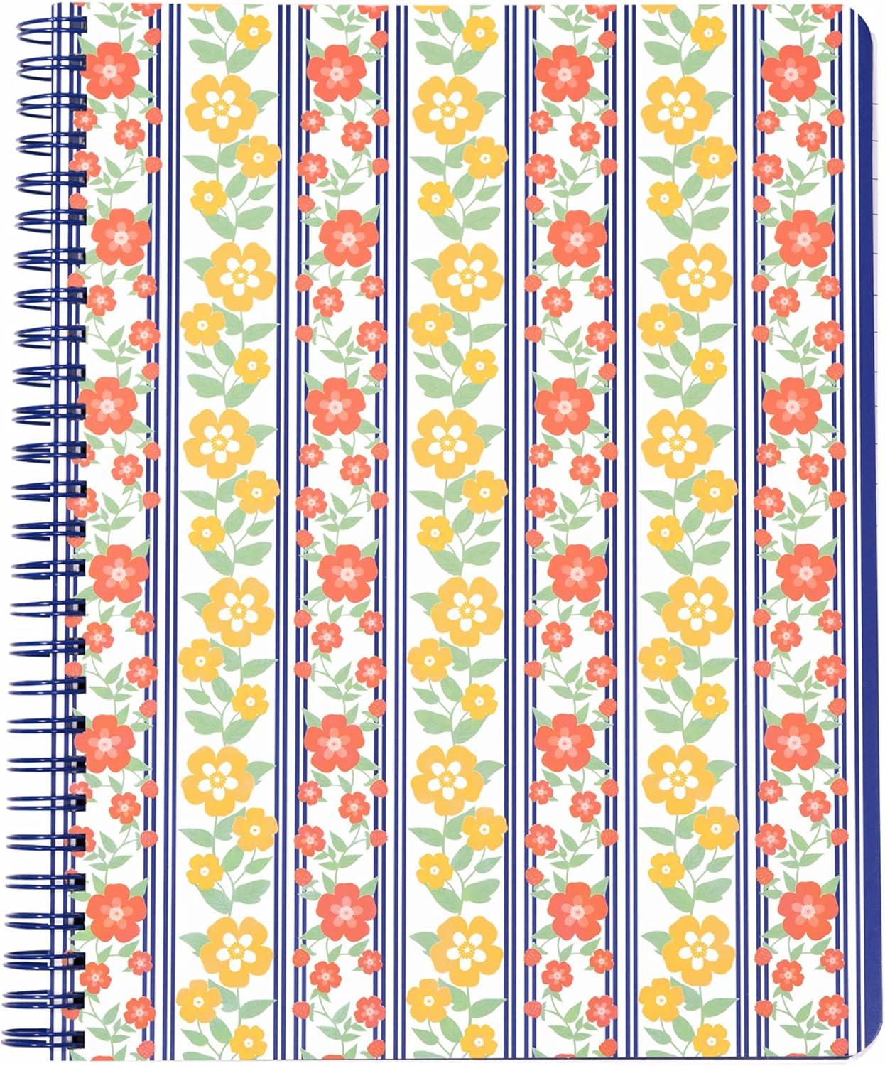 imageMartha Stewart Mini Spiral Notebook 7x9 Journaling Notebook with 160 Lined Pages and Perforated TearOuts Convenient Interior Pocket for Notes Floral Stripe