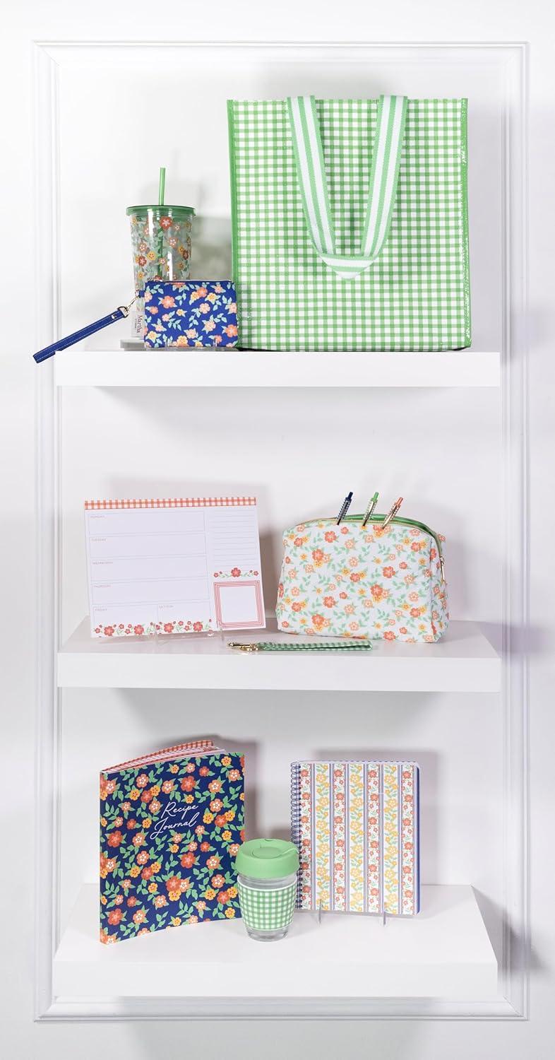 imageMartha Stewart Mini Spiral Notebook 7x9 Journaling Notebook with 160 Lined Pages and Perforated TearOuts Convenient Interior Pocket for Notes Floral Stripe