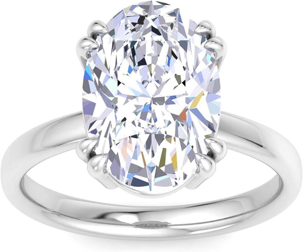 imageMartha Stewart Oval Shape Lab Grown Diamond Solitaire Ring Diamond Engagement Ring in 14 Karat Goldwhitegold