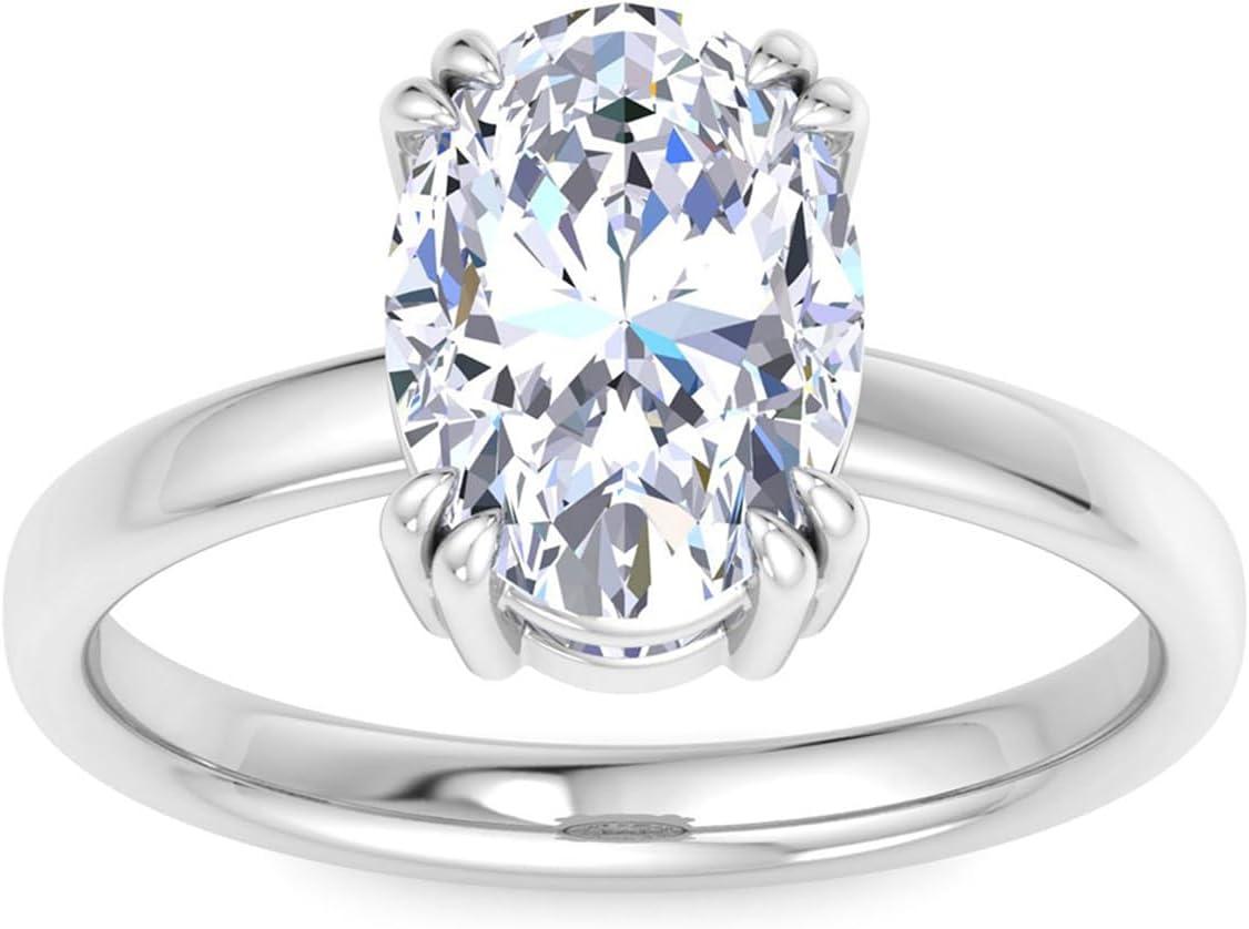 imageMartha Stewart Oval Shape Lab Grown Diamond Solitaire Ring Diamond Engagement Ring in 14 Karat Goldwhitegold