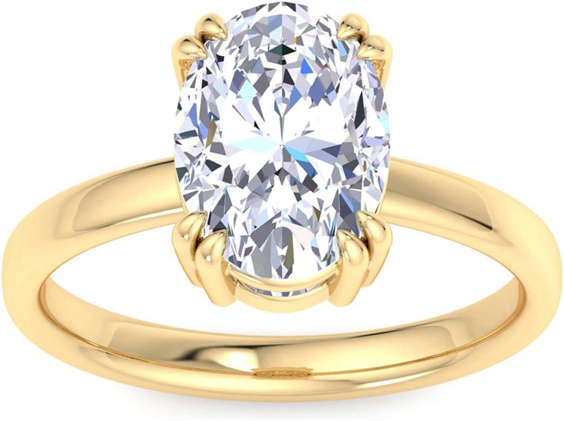 imageMartha Stewart Oval Shape Lab Grown Diamond Solitaire Ring Diamond Engagement Ring in 14 Karat Goldyellowgold